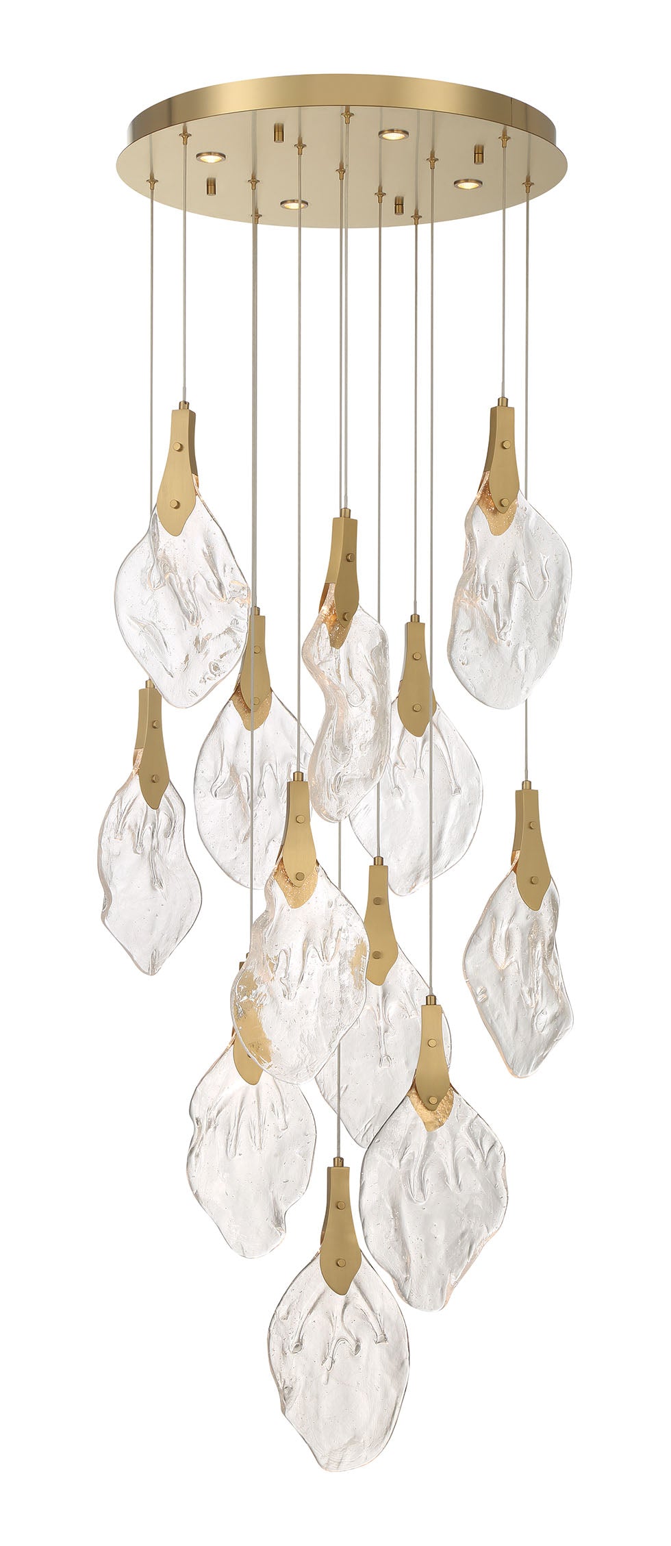 Eurofase Jateo 24" 16-Light LED Chandelier, Gold with Clear Glass, front view