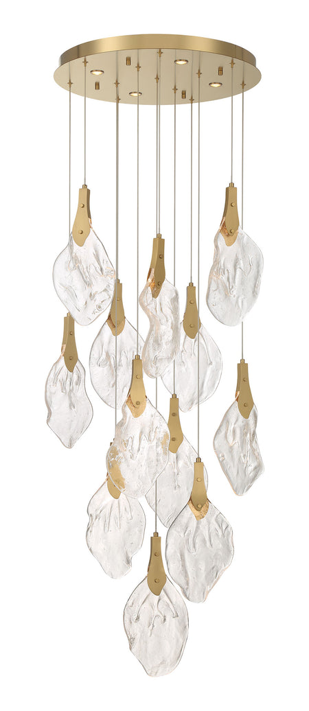 Eurofase Jateo 24" 16-Light LED Chandelier, Gold with Clear Glass, front view