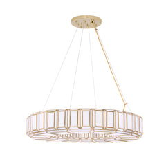 Eurofase Belmont 37" 12-Light Chandelier, Antique Brass with White Glass, front view
