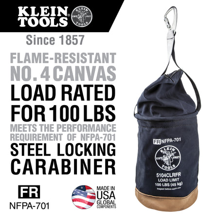 Flame-Resistant Top Closing Canvas Bucket