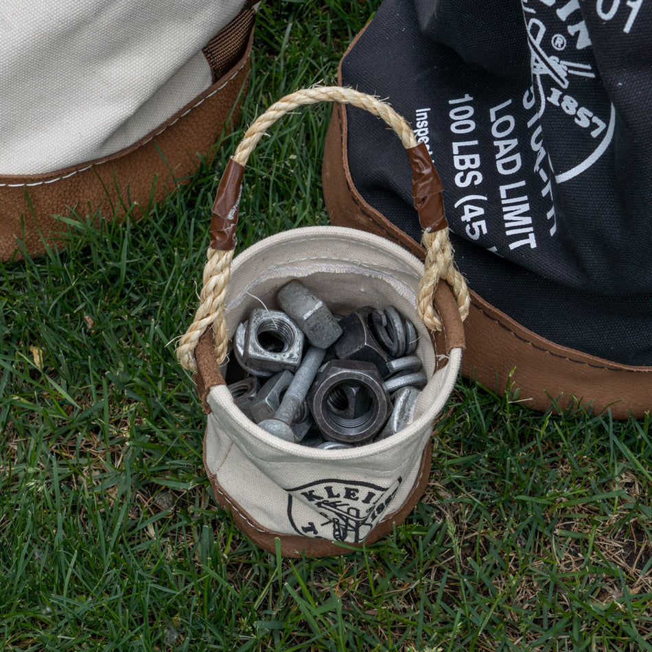 Klein Tools 5104MINI Mini Leather-Bottom Bucket - in use
