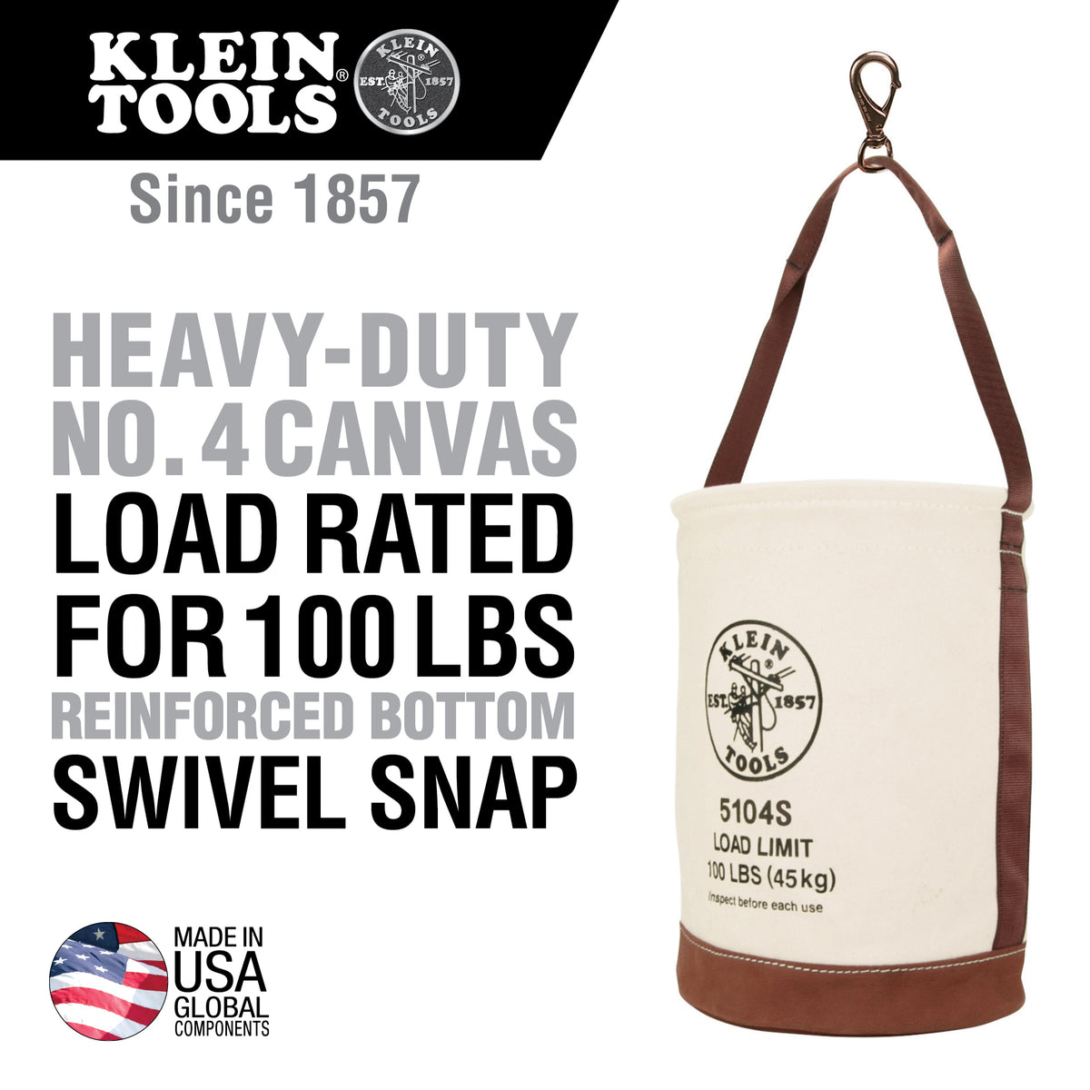 Leather-Bottom Bucket Swivel Snap