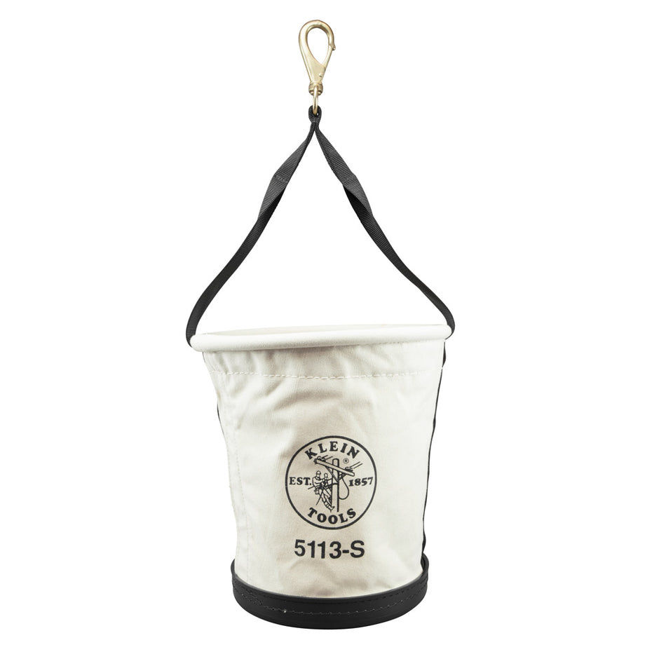 Klein Tools 5113S Tapered-Wall Bucket with Swivel Snap Hook, Canvas - alternate angle 1