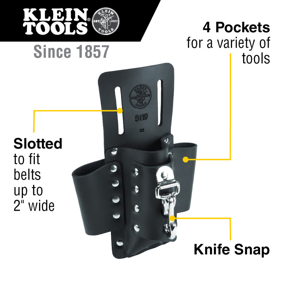 Klein Tools 5119 4 Pocket Tool Pouch 6-1/2" x 8-1/2" - feature detail