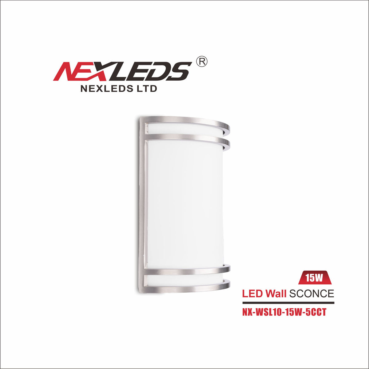 A photo of a , by NX-WSL10-15W-5CCT- 5CCT Silver Wall Sconce - NEXLEDS eCommerce - Maple Electric Supply in Canada