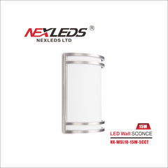 A photo of a , by NX-WSL10-15W-5CCT- 5CCT Silver Wall Sconce - NEXLEDS eCommerce - Maple Electric Supply in Canada
