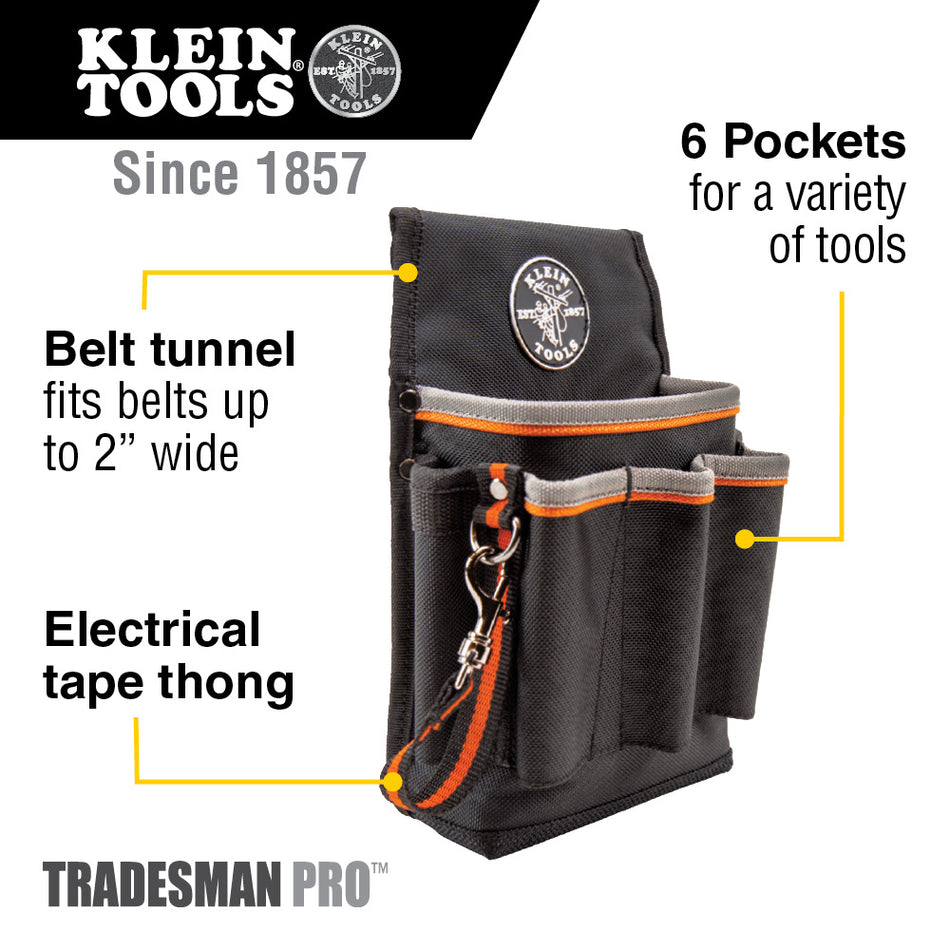 Klein Tools 5241 Tradesman Pro™ Tool Pouch, 6-Pocket - feature detail