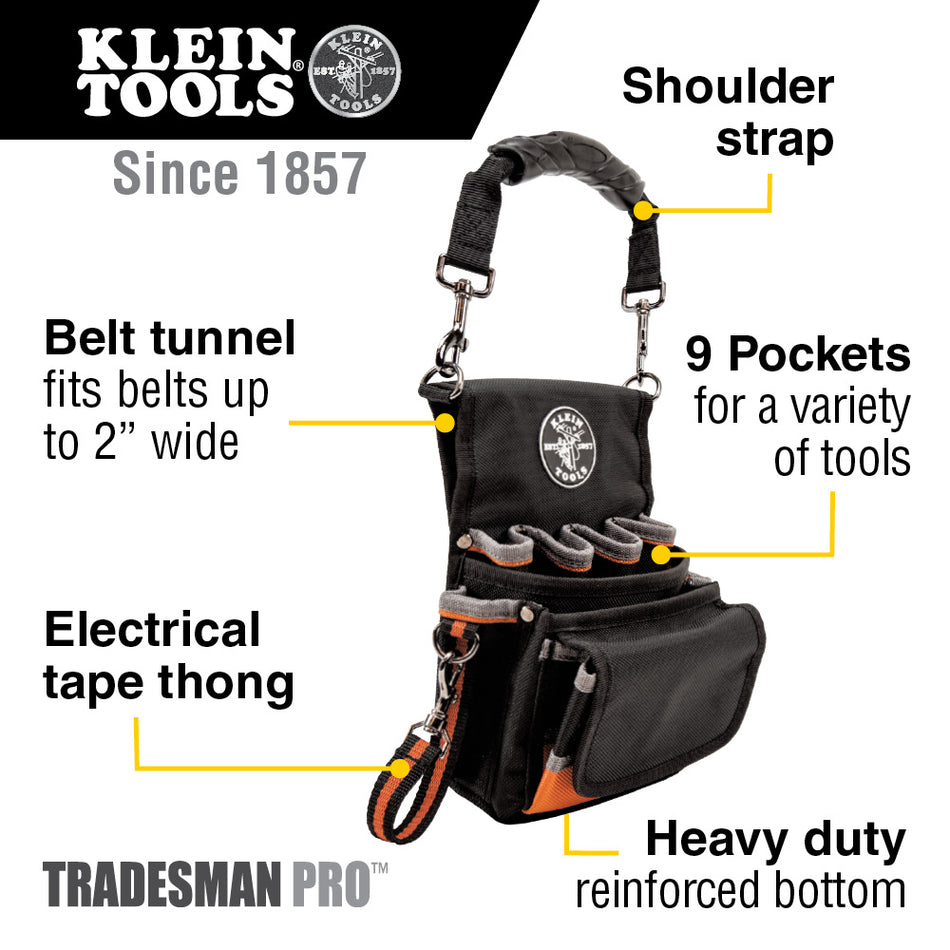 Klein Tools 5242 Tradesman Pro™ Tool Pouch, 9-Pocket - feature detail
