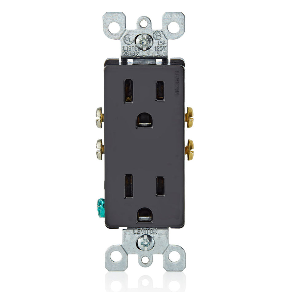 5325-E 15 Amp Decora Duplex Outlet/Receptacle, Grounding, Black