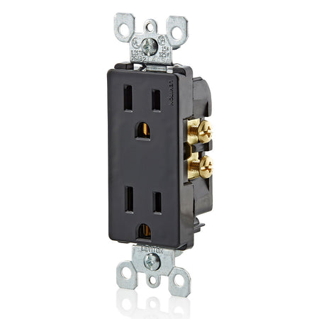 5325-E 15 Amp Decora Duplex Outlet/Receptacle, Grounding, Black