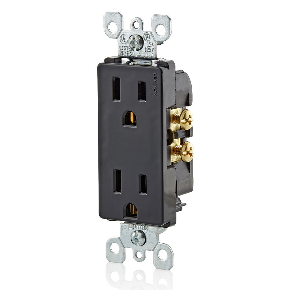 5325-E 15 Amp Decora Duplex Outlet/Receptacle, Grounding, Black