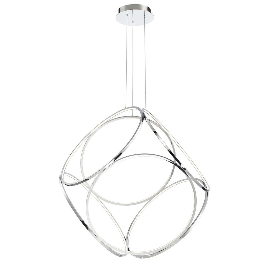 Eurofase Glenview 34" 6-Light LED Chandelier, Chrome, front view