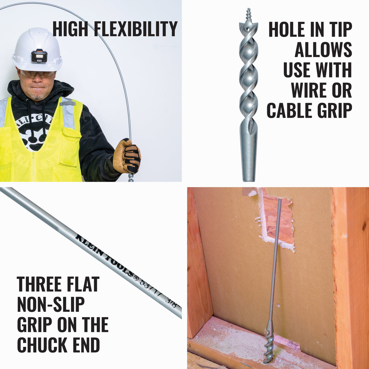 Flex Auger Bit with Screw Point, 3/8 x 72-Inch