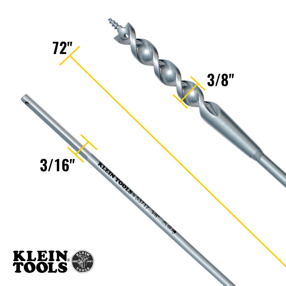 Flex Auger Bit with Screw Point, 3/8 x 72-Inch
