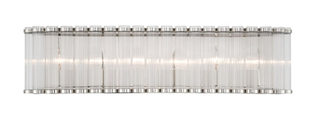 Eurofase Glasbury 32" 6-Light Vanity, Polished Nickel with Ribbed Glass, front view