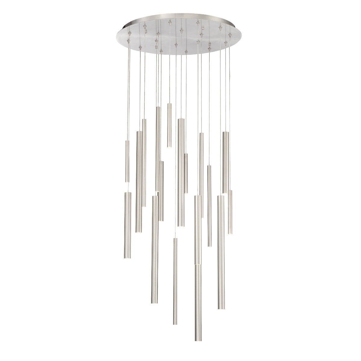 Eurofase Santana 24" 18-Light LED Chandelier, Satin Nickel, front view