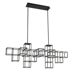 Eurofase Ferro 55" 13-Light LED Chandelier, Matte Black, front view
