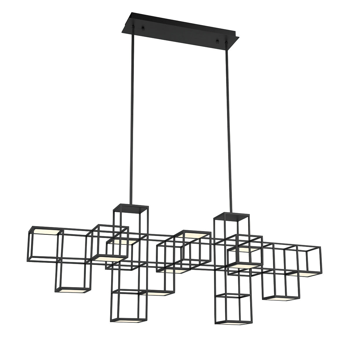 Eurofase Ferro 55" 13-Light LED Chandelier, Matte Black, front view