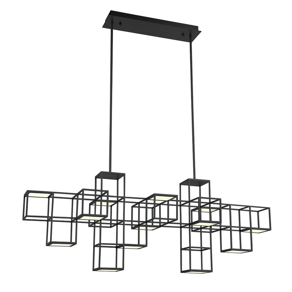 Eurofase Ferro 55" 13-Light LED Chandelier, Matte Black, front view