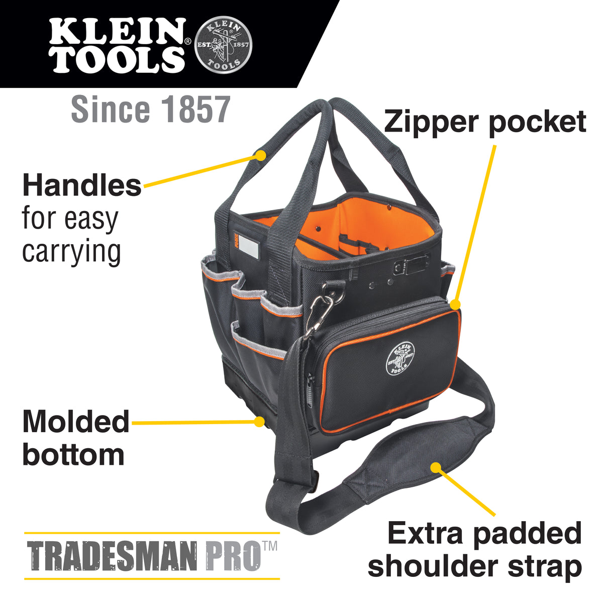 Tool Bag, Tradesman Pro™ Tool Tote, 40 Pockets, 10-Inch