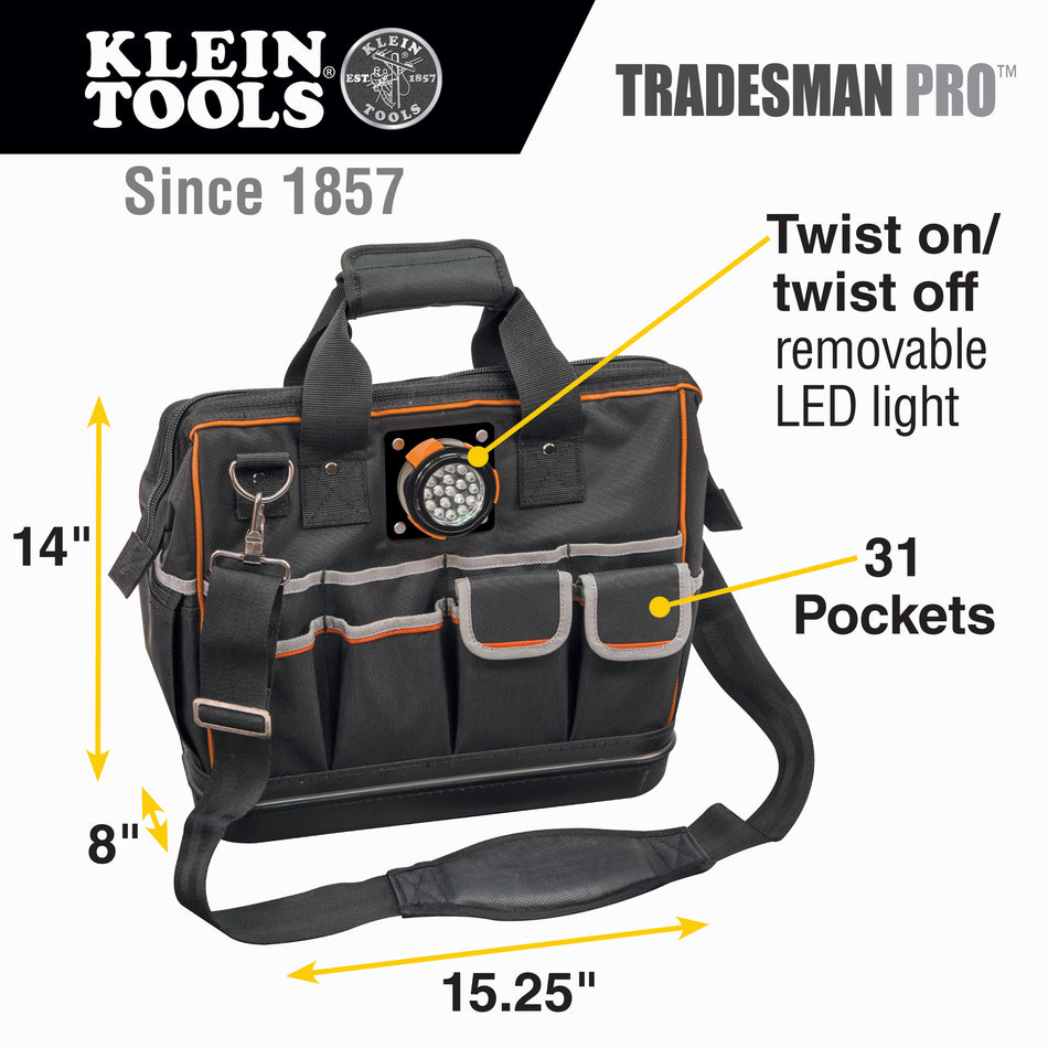 Klein Tools 55431 Tradesman Pro™ Lighted Tool Bag - additional view