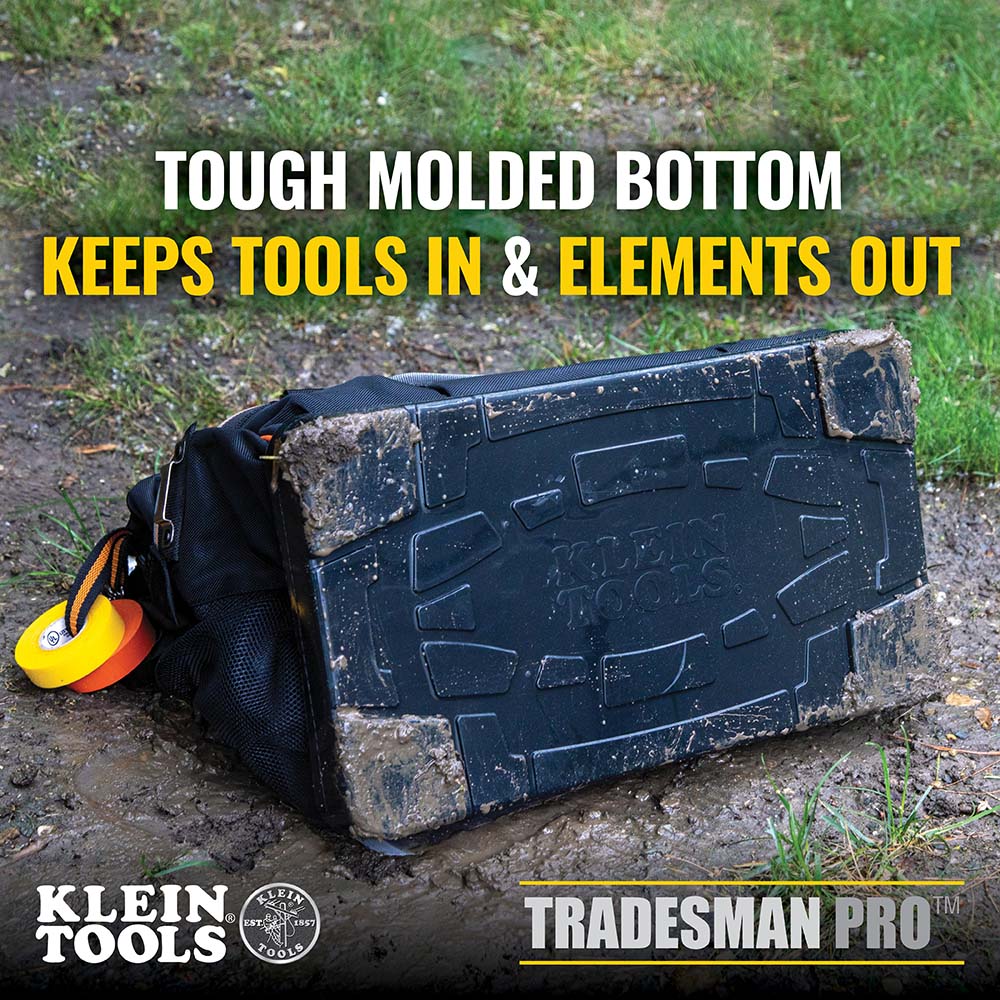A photo of a Nylon/Vinyl Tool Bags; Tradesman Pro Organizers, by Tradesman Pro™ Wide-Open Tool Bag - Klein Tools eCommerce - Maple Electric Supply in Canada