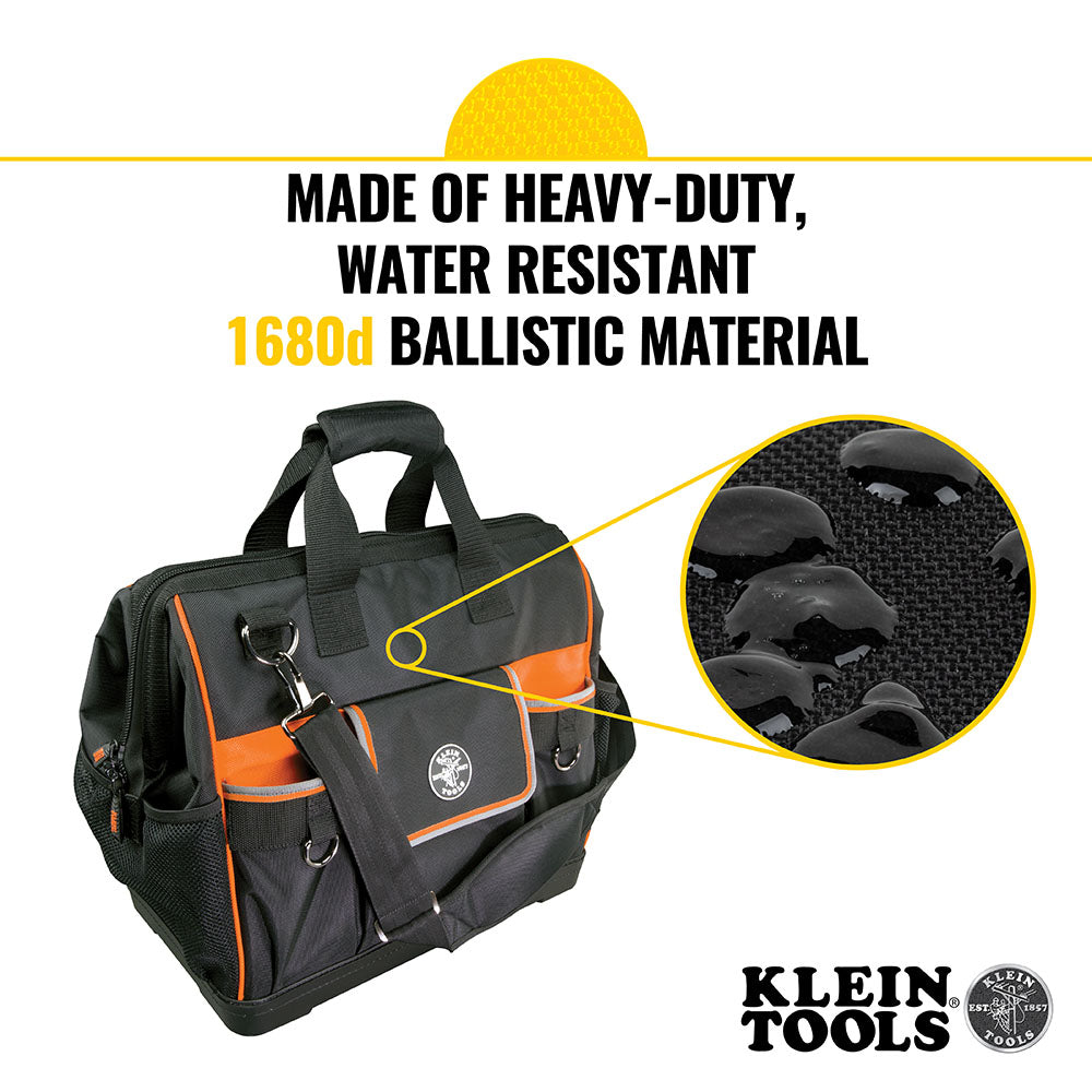 A photo of a Nylon/Vinyl Tool Bags; Tradesman Pro Organizers, by Tradesman Pro™ Wide-Open Tool Bag - Klein Tools eCommerce - Maple Electric Supply in Canada