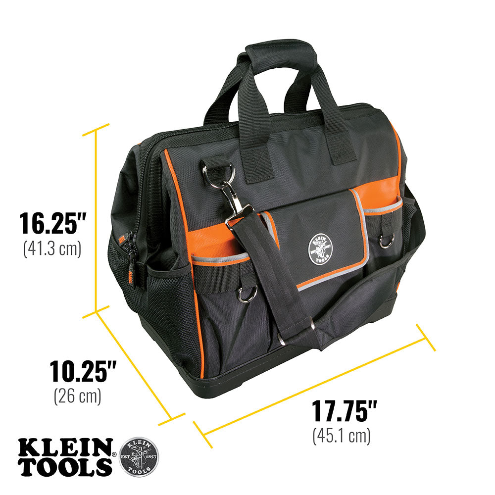 A photo of a Nylon/Vinyl Tool Bags; Tradesman Pro Organizers, by Tradesman Pro™ Wide-Open Tool Bag - Klein Tools eCommerce - Maple Electric Supply in Canada