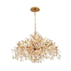 Eurofase Campobasso 33" 11-Light Chandelier, Gold with Mixed Glass, front view