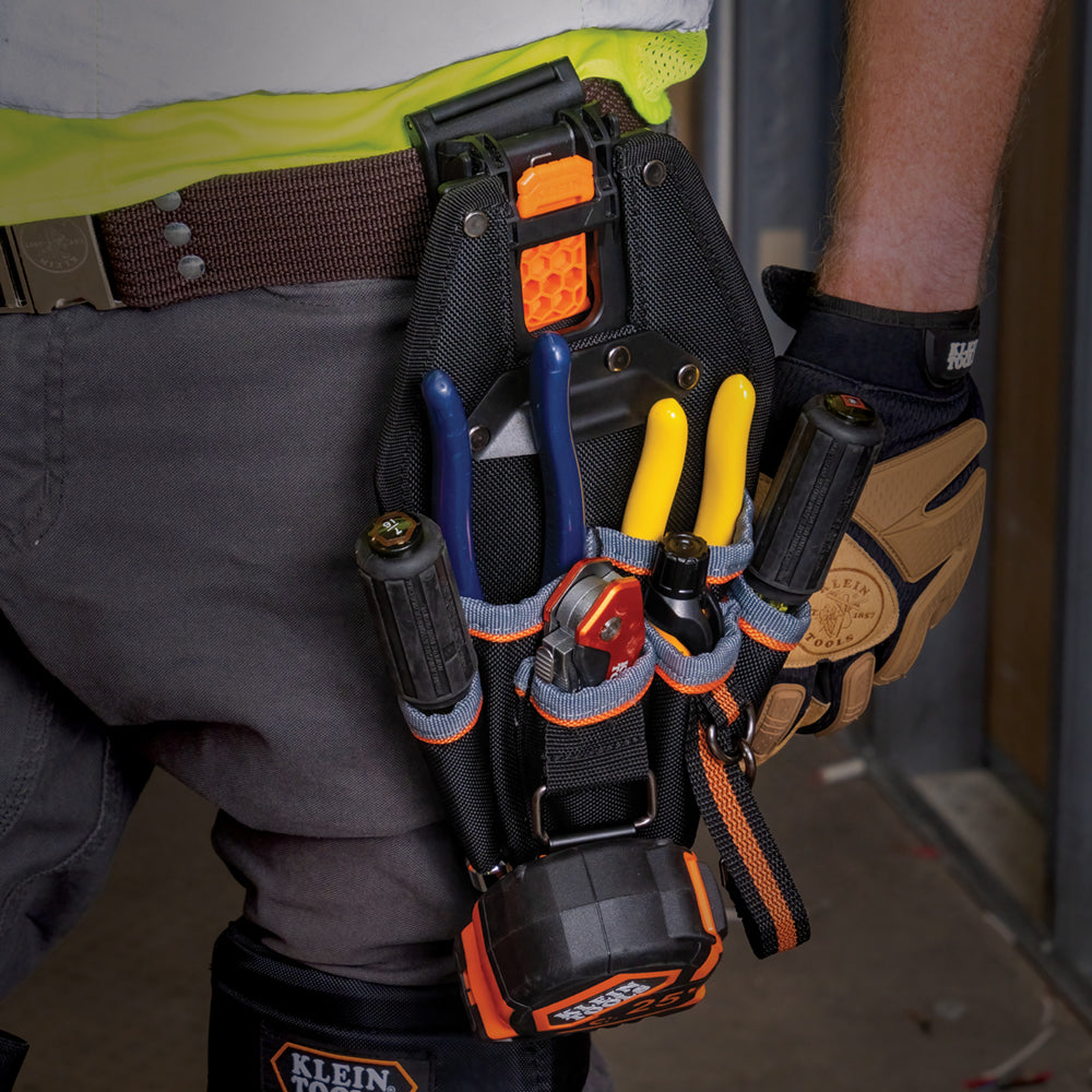 A photo of a Tool Holders; Tradesman Pro Organizers, by 55830MB MODbox™ 6 Pocket Tool Pouch - Klein Tools eCommerce - Maple Electric Supply 