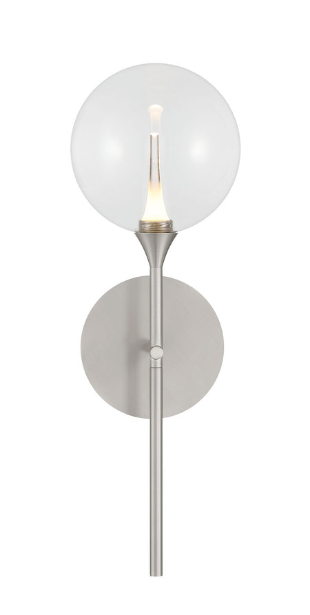Eurofase Iissa 19" LED Wall Sconce, Satin Nickel with Clear Glass, front view