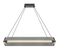 Eurofase Neoness 34" 4-Light LED Chandelier, Weathered Brass with Smoked Glass, front view