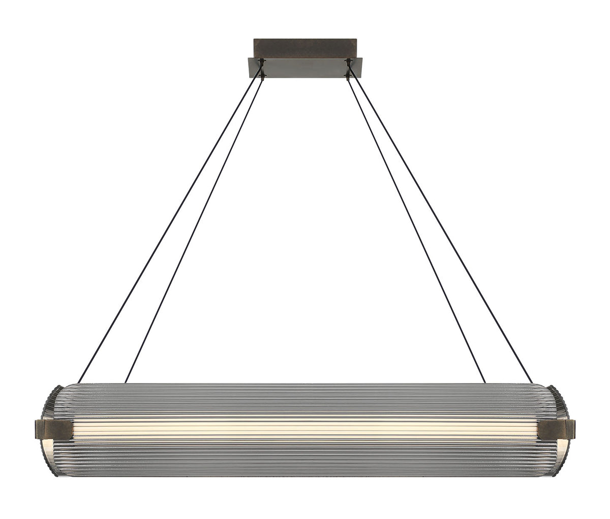 Eurofase Neoness 34" 4-Light LED Chandelier, Weathered Brass with Smoked Glass, front view