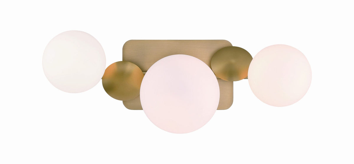 Eurofase Vine 3-Light LED Vanity, Gold with Opal Glass, front view