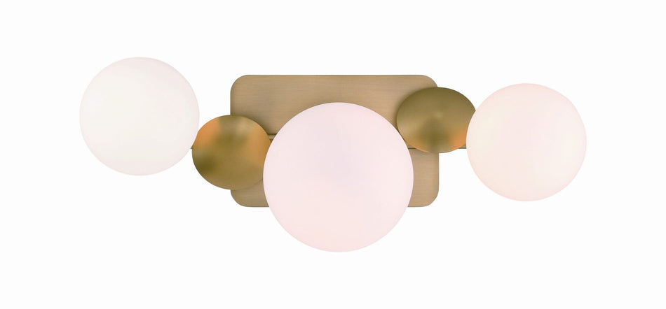 Eurofase Vine 3-Light LED Vanity, Gold with Opal Glass, front view