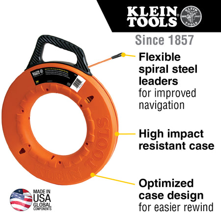 Grooved Fiberglass Fish Tape 200-Foot