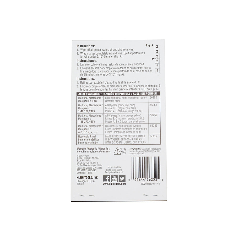 Wire Marker Book 277/480V 3 Phase 1-48