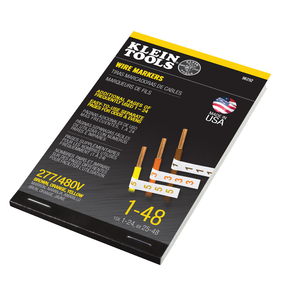Wire Marker Book 277/480V 3 Phase 1-48