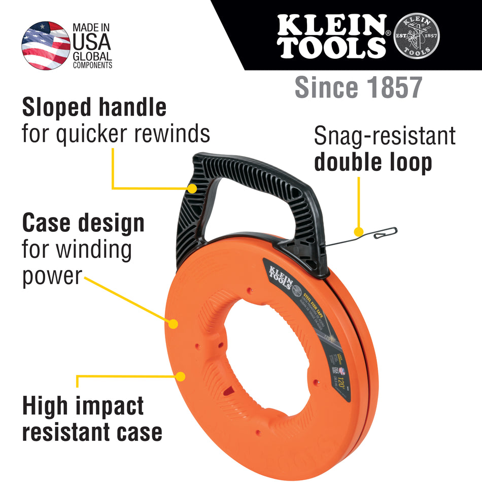 Klein Tools 56333 Steel Fish Tape, 1/8-Inch x 120-Foot - additional view