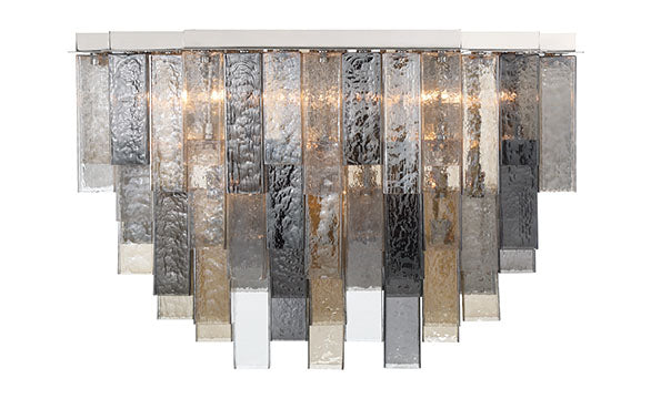 Eurofase Altesa 36" 23-Light Flush Mount, Chrome with Mixed Glass, front view