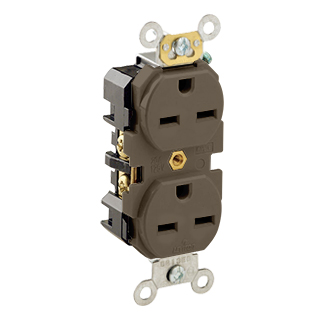 Brown Receptacle Duplex 2-Pole 3-Wire 15A 250V