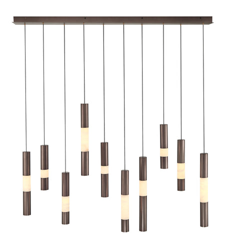 Eurofase Ronda 50" 10-Light LED Chandelier, Harlow Bronze with Alabaster, front view