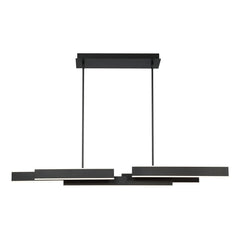 Eurofase Cameno 55" LED Chandelier, Matte Black with White Acrylic, front view