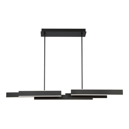 Eurofase Cameno 55" LED Chandelier, Matte Black with White Acrylic, front view