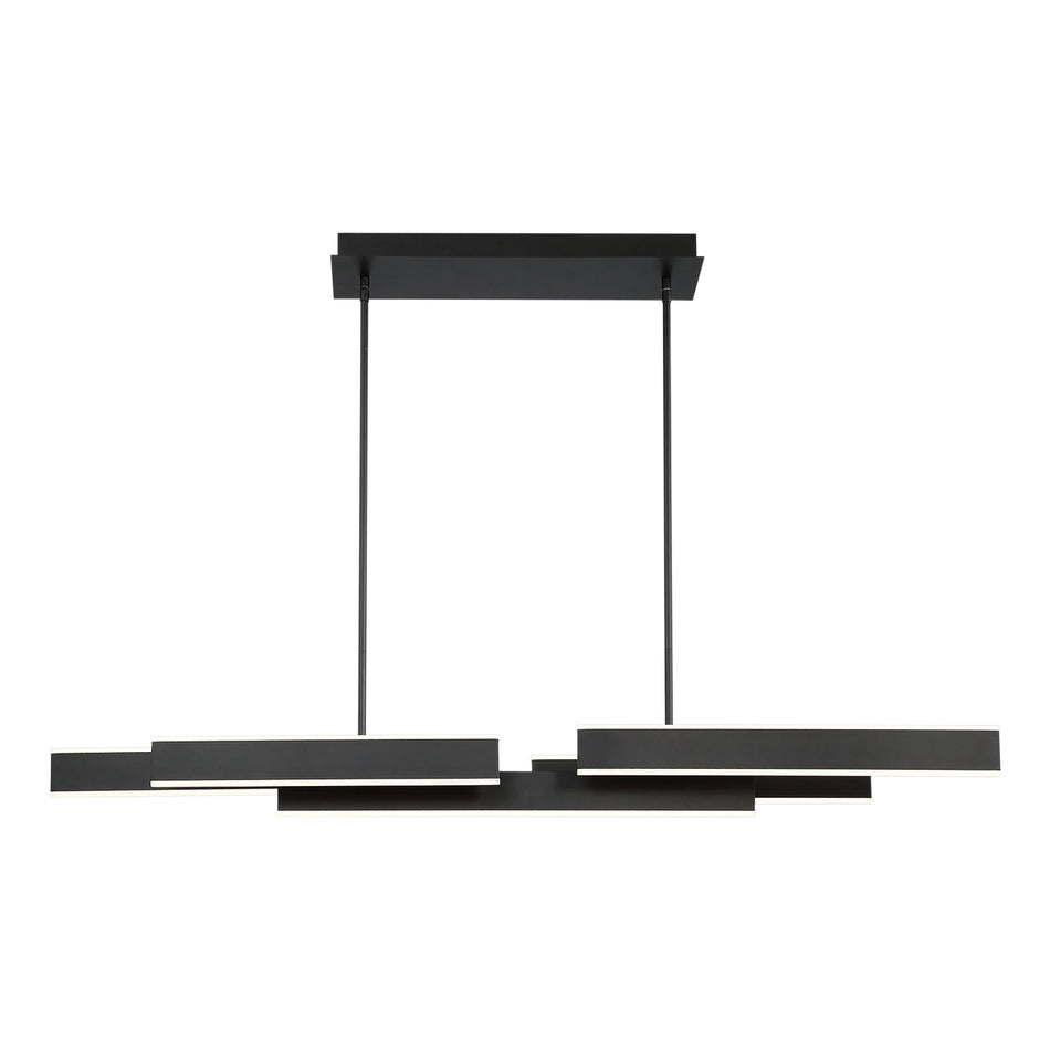 Eurofase Cameno 55" LED Chandelier, Matte Black with White Acrylic, front view