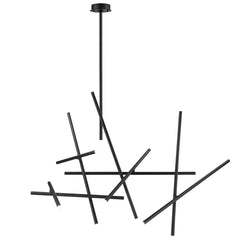 Eurofase Crossroads 59" 18-Light LED Chandelier, Matte Black, front view