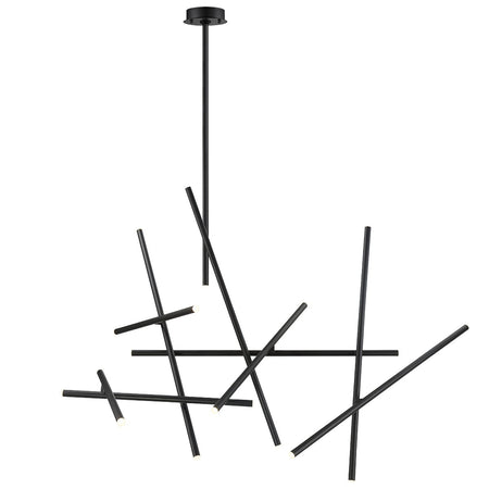 Eurofase Crossroads 59" 18-Light LED Chandelier, Matte Black, front view