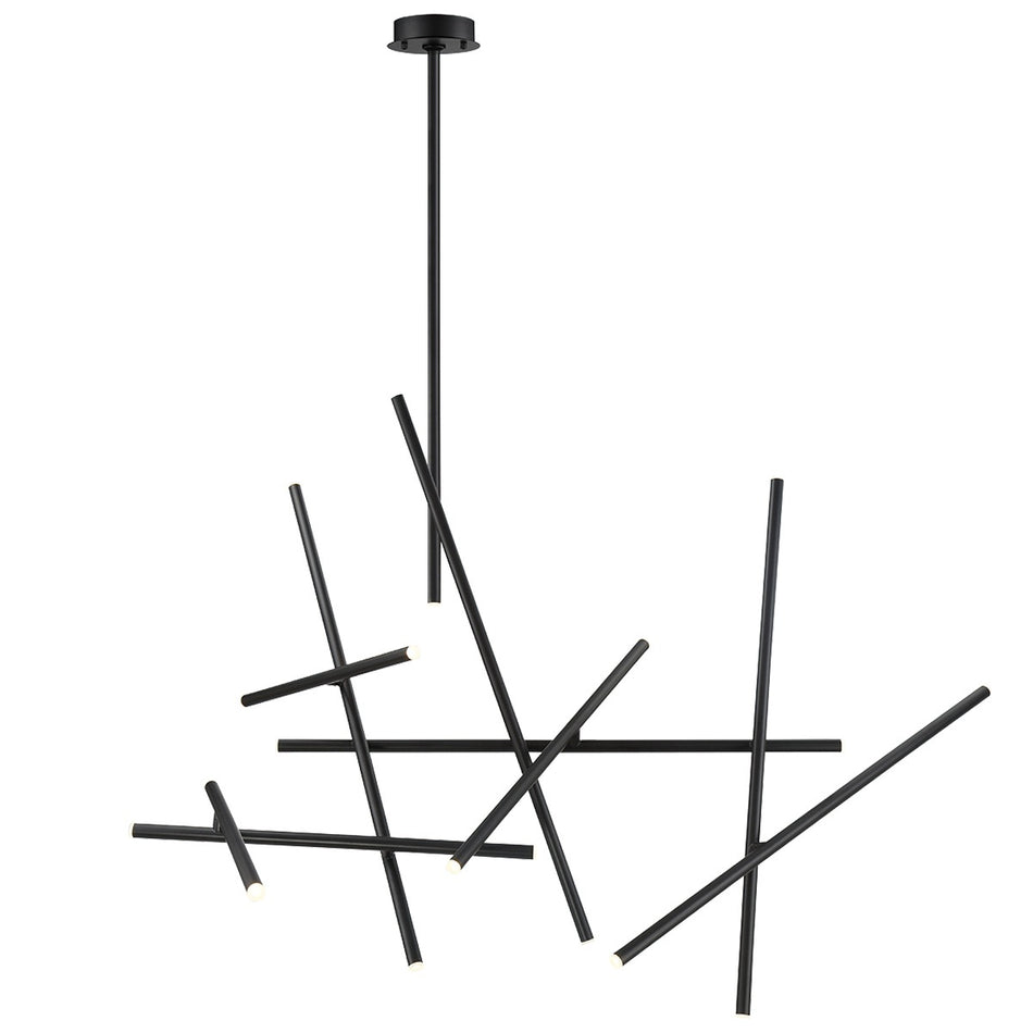 Eurofase Crossroads 59" 18-Light LED Chandelier, Matte Black, front view
