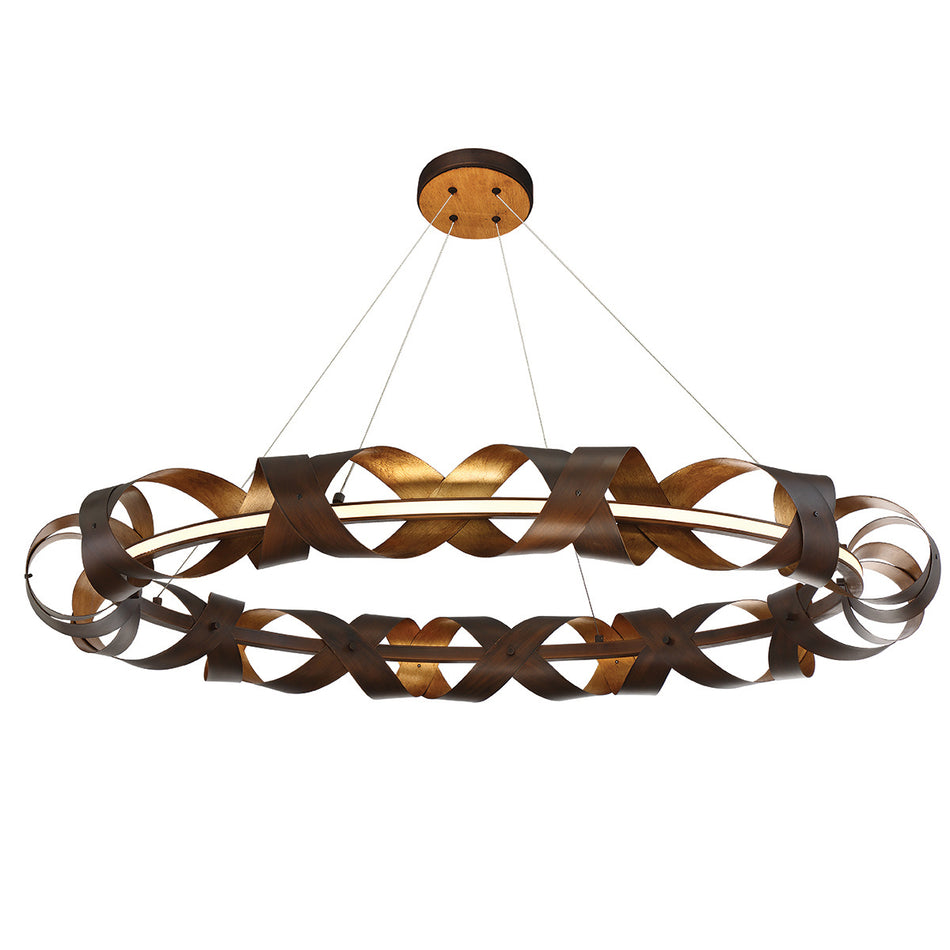 Eurofase Banderia 44" LED Chandelier, Bronze-Gold Mix with Bronze Glass, front view