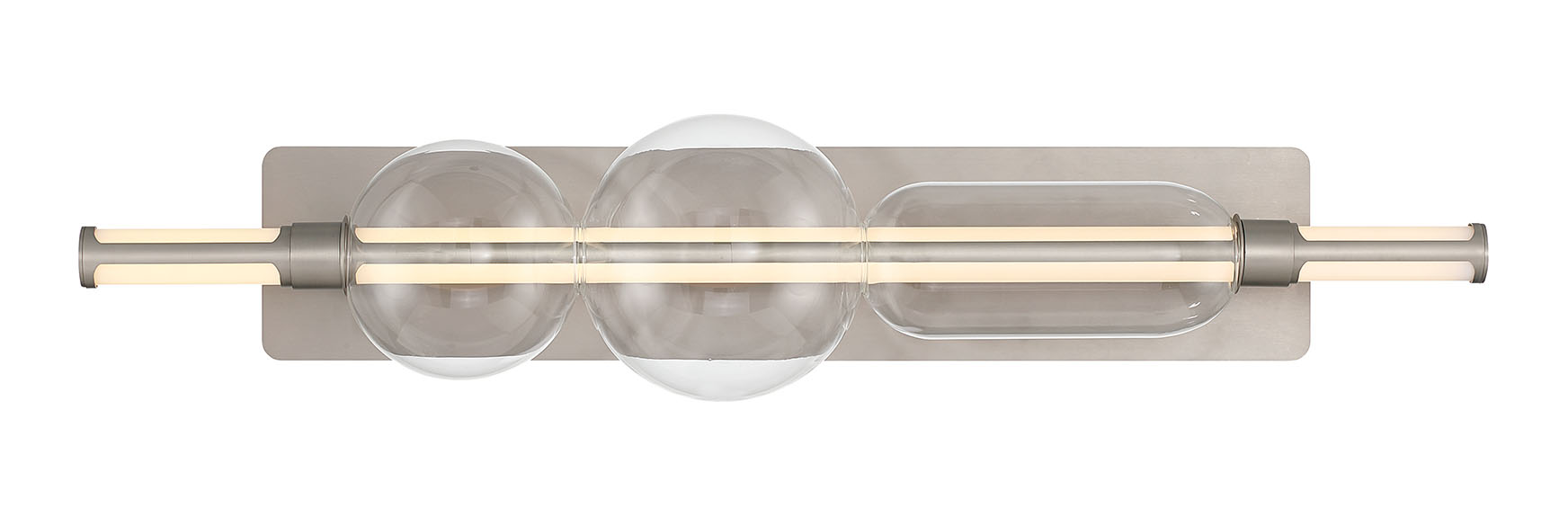 Eurofase Lucent 34" LED Vanity, Satin Nickel with Clear Glass, front view